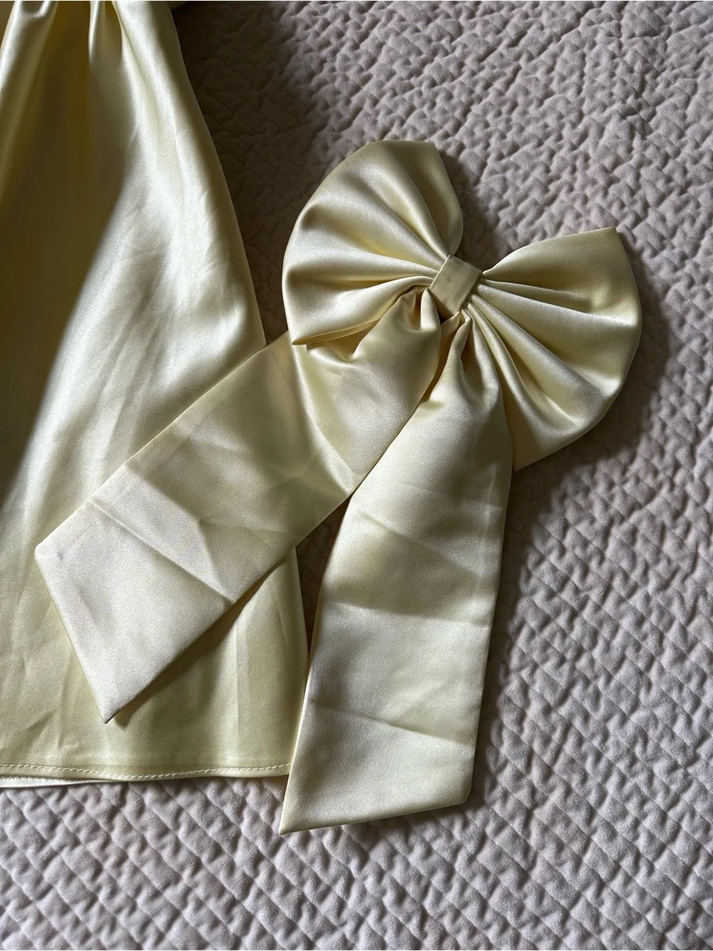 Butter Yellow Satin Toddler Dress with Large Bow size 2-3 T